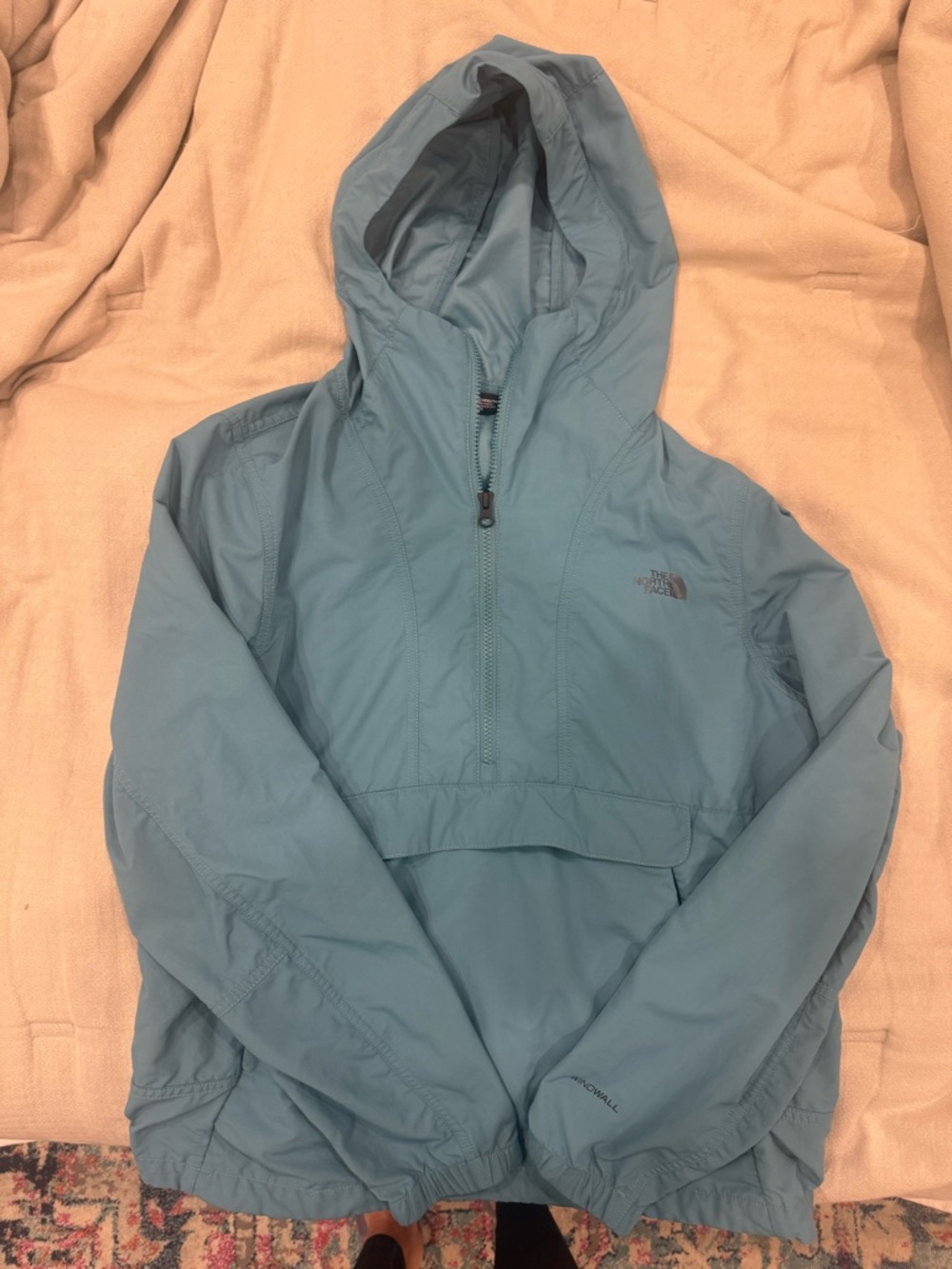 The North Face Blue Pullover Windbreaker Hoodie women Large